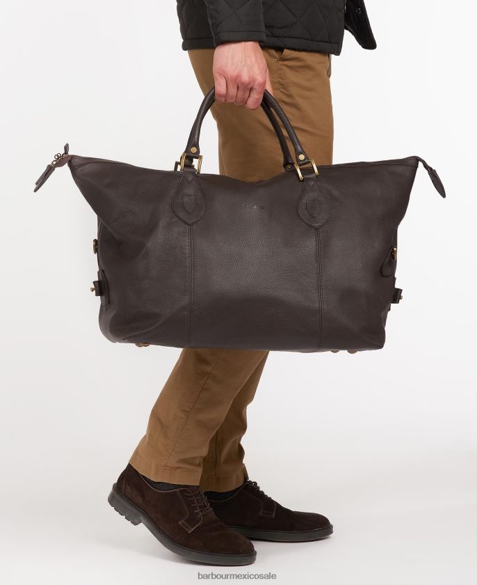 Barbour 8B6RFZ2179 accesorios chocolate hombres bolso explorador de viaje mediano de piel