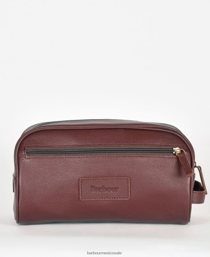 Barbour 8B6RFZ2202 accesorios marron oscuro hombres bolsa de lavado de cuero