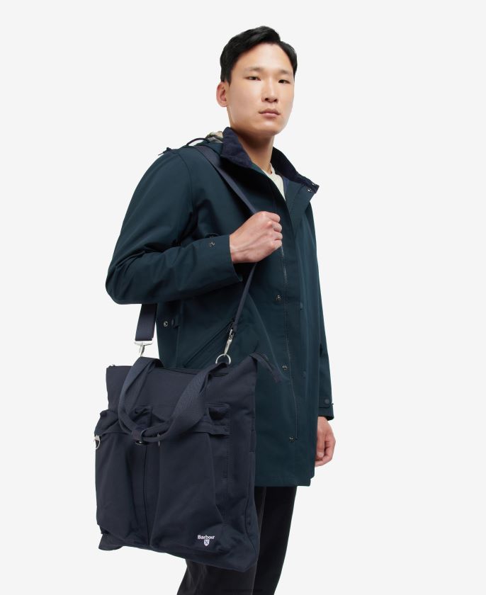 Barbour 8B6RFZ2215 accesorios azul marino clásico hombres bolso shopper con motivo de cascada