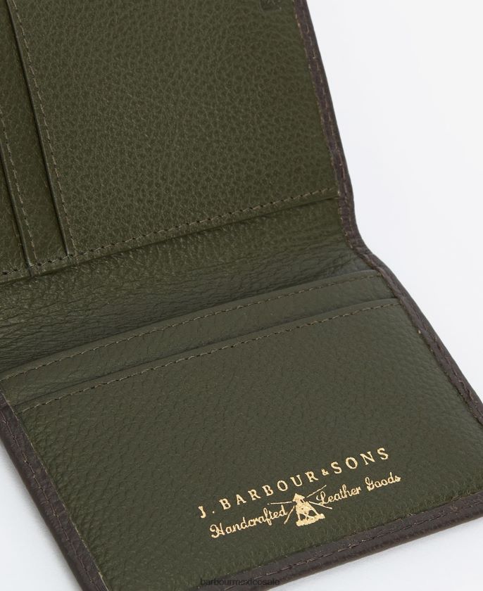 Barbour 8B6RFZ2375 accesorios negro hombres cartera plegable de piel en contraste