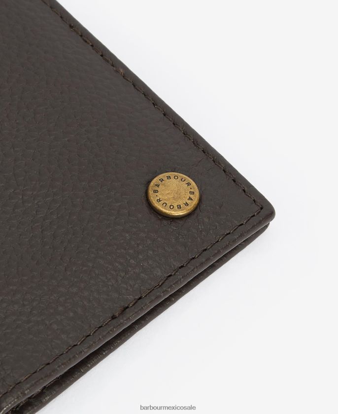 Barbour 8B6RFZ2375 accesorios negro hombres cartera plegable de piel en contraste