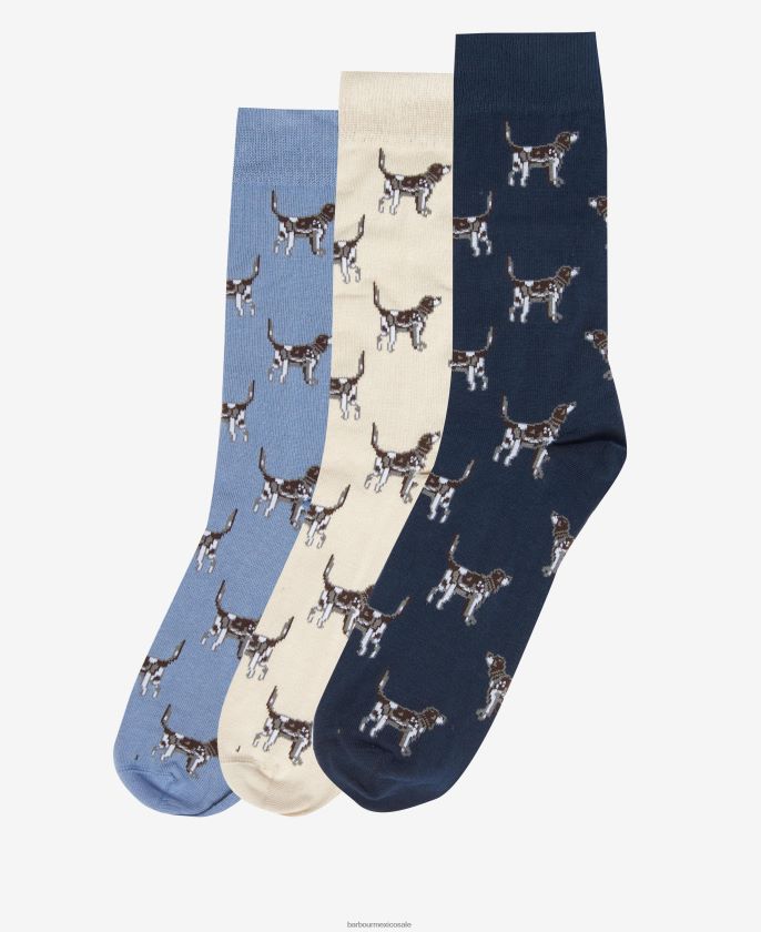 Barbour 8B6RFZ2371 accesorios azul marino/crema/azul hombres set de regalo de calcetines de perro pointer