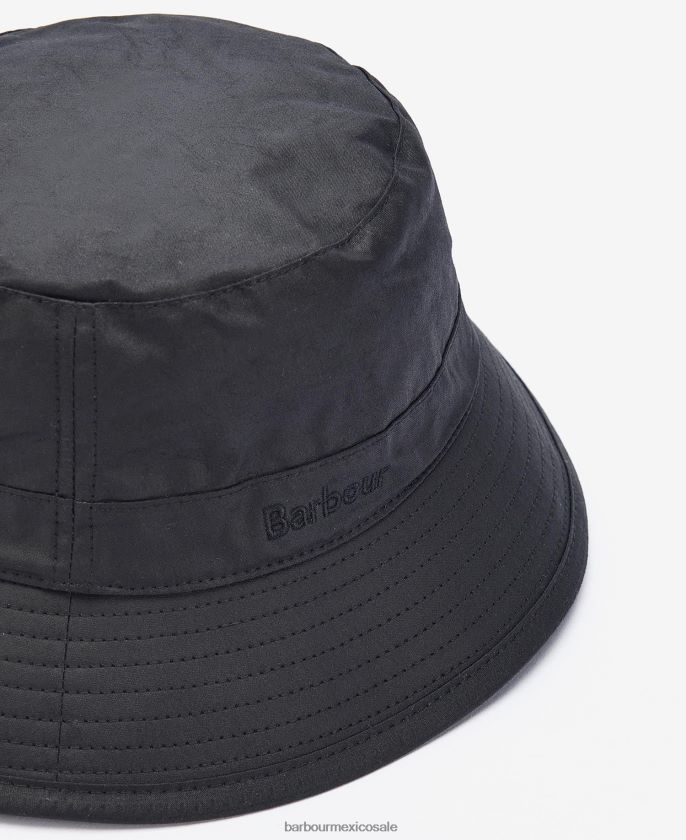 Barbour 8B6RFZ2251 accesorios negro hombres sombrero de cubo de cera