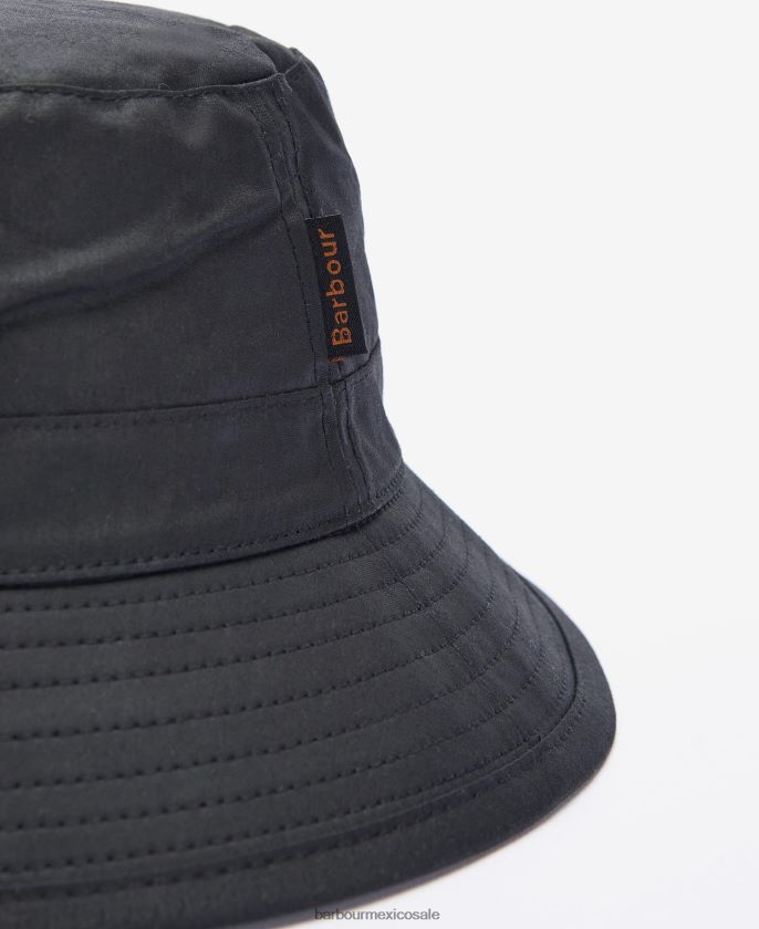 Barbour 8B6RFZ2251 accesorios negro hombres sombrero de cubo de cera