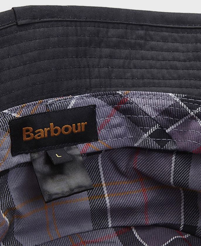 Barbour 8B6RFZ2251 accesorios negro hombres sombrero de cubo de cera