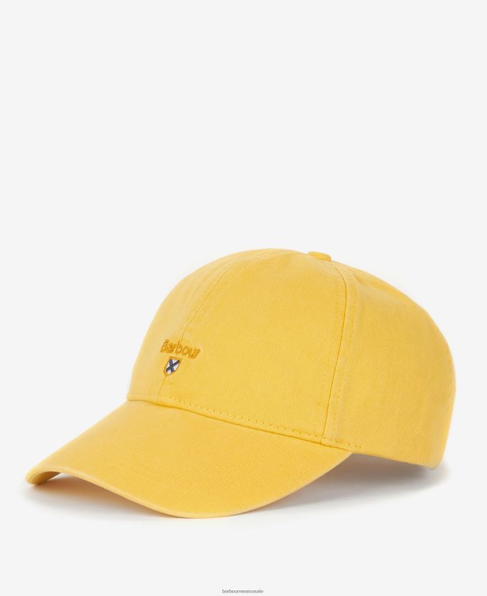 Barbour 8B6RFZ2288 accesorios amarillo blanqueado por el sol hombres gorra deportiva con escudo de tartán