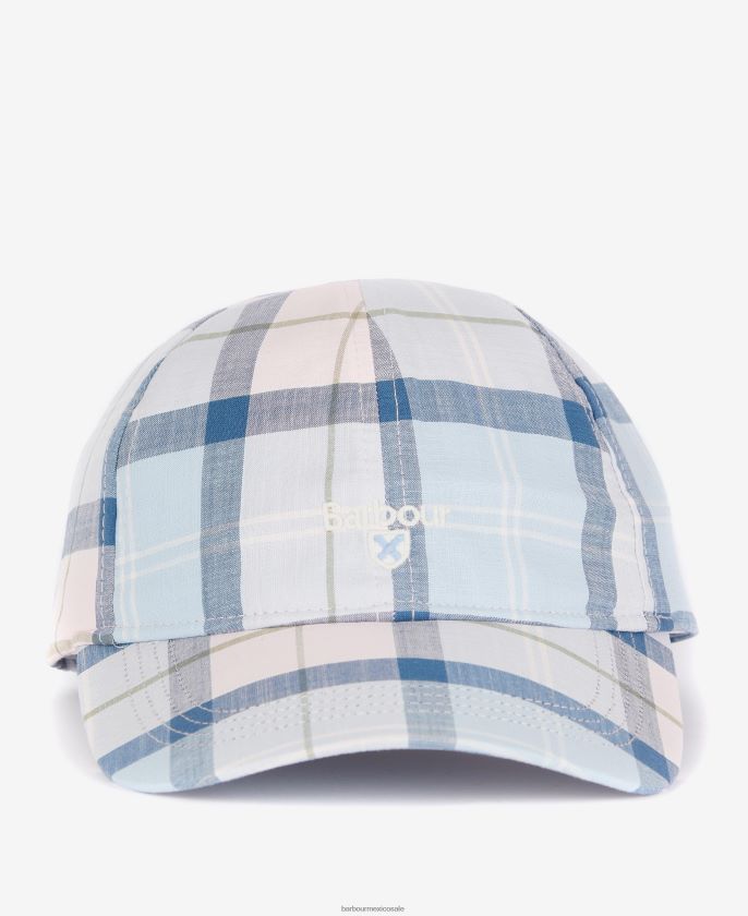 Barbour 8B6RFZ2303 accesorios azul cielo hombres gorra deportiva tartán