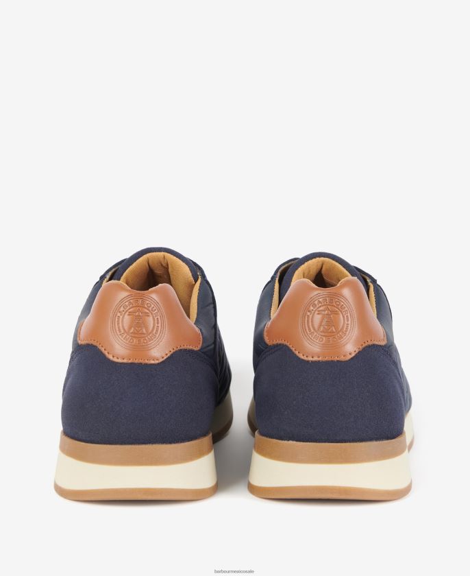 Barbour 8B6RFZ1314 calzado azul marino clásico hombres tenis Seth con acolchado de rombos