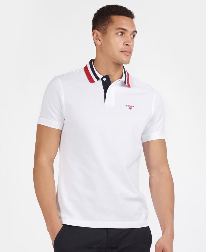 Barbour 8B6RFZ635 ropa azul pálido hombres playera tipo polo con ribete Hawkeswater