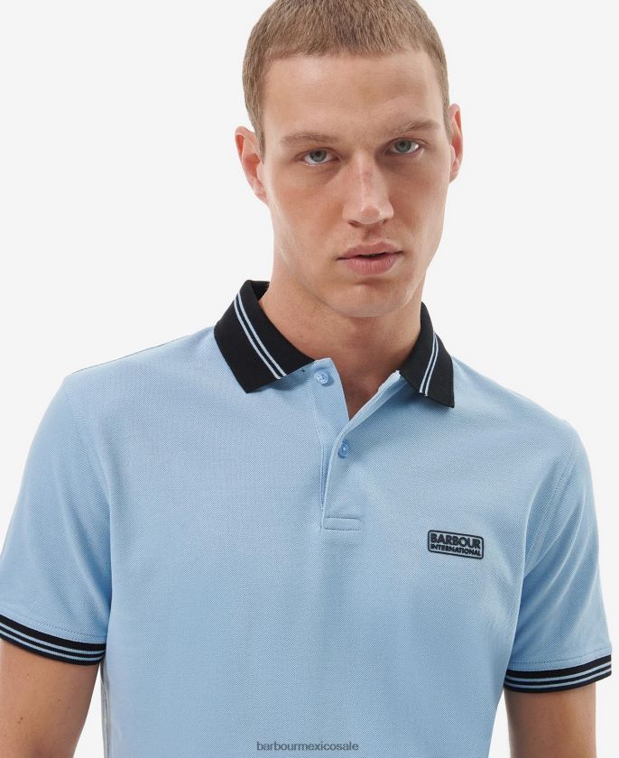 Barbour 8B6RFZ670 ropa azul desteñido hombres playera tipo polo con rastreador