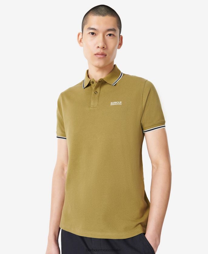 Barbour 8B6RFZ671 ropa archivo de oliva hombres playera tipo polo con ribete de jinete