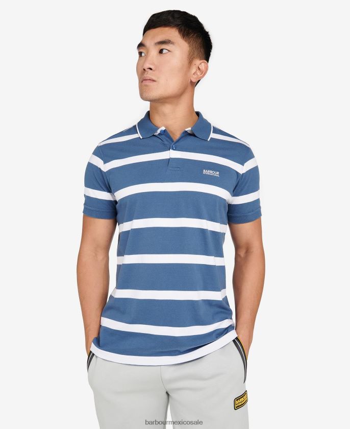 Barbour 8B6RFZ677 ropa horizonte azul/blanco hombres playera tipo polo a rayas de cobain