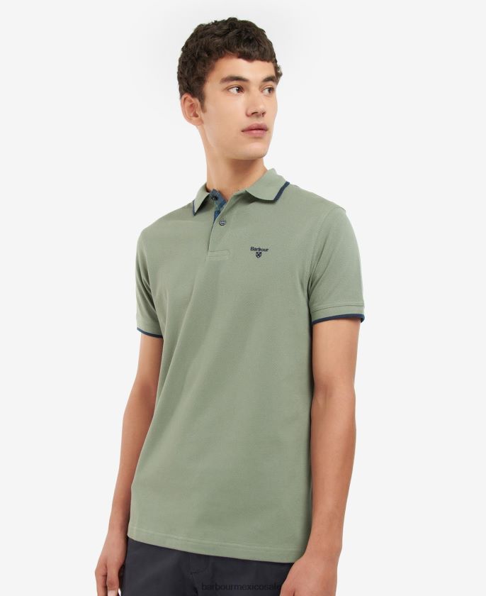 Barbour 8B6RFZ687 ropa agave verde hombres playera tipo polo Easington