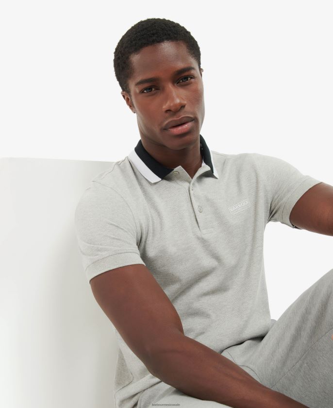 Barbour 8B6RFZ689 ropa gris claro hombres polo amperio