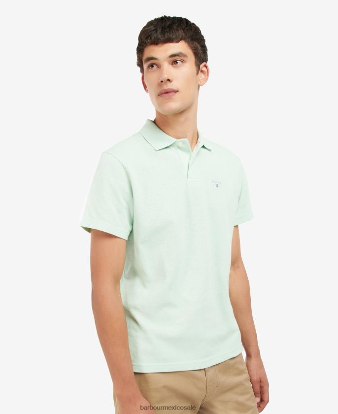 Barbour 8B6RFZ697 ropa menta polvorienta hombres playera tipo polo