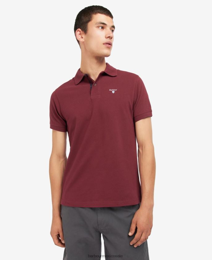 Barbour 8B6RFZ707 ropa rubí hombres polo de piqué a cuadros