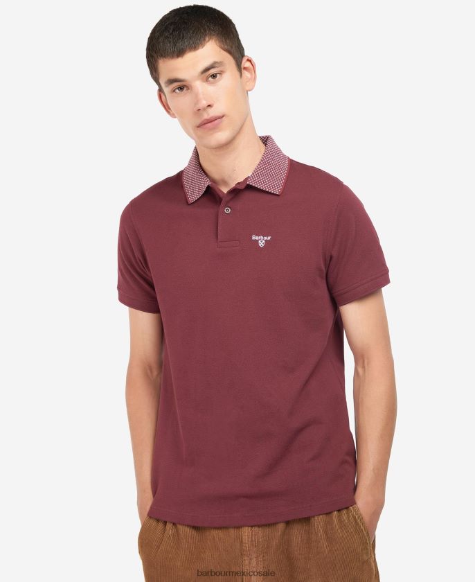 Barbour 8B6RFZ708 ropa burdeos hombres playera tipo polo