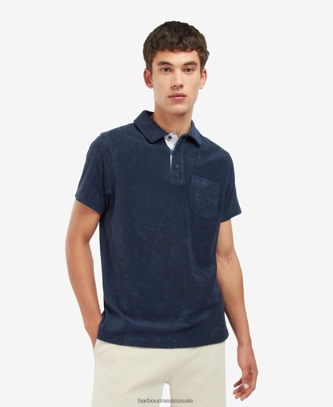 Barbour 8B6RFZ714 ropa azul marino clásico hombres playera tipo polo