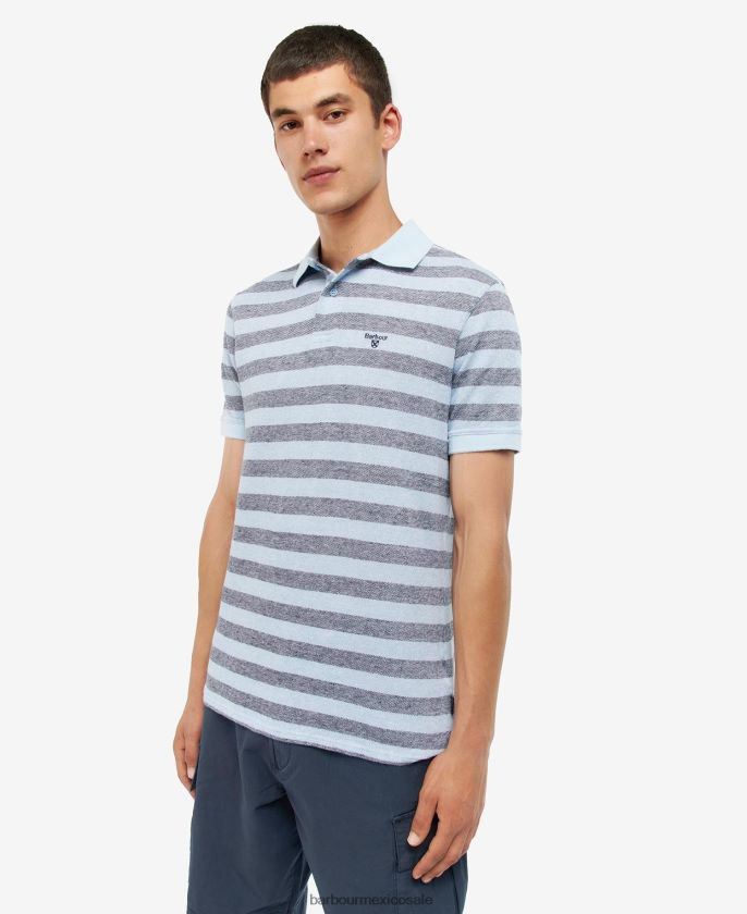 Barbour 8B6RFZ716 ropa azul pálido hombres playera tipo polo Thorley a rayas