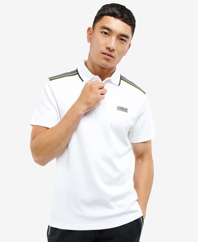 Barbour 8B6RFZ720 ropa blanco hombres playera tipo polo con diseño de carretilla