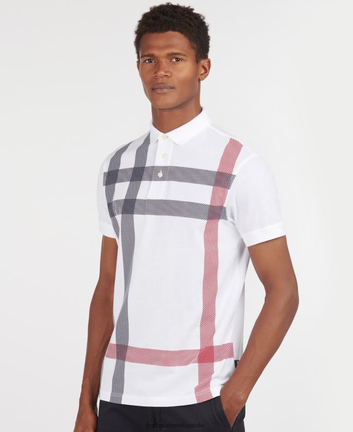 Barbour 8B6RFZ730 ropa blanco hombres playera tipo polo