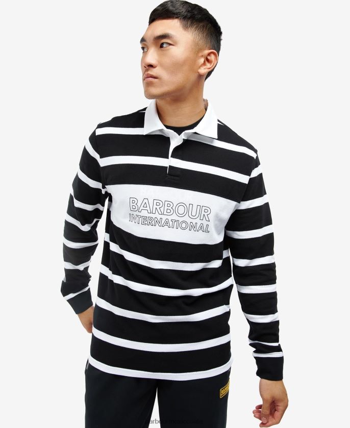 Barbour 8B6RFZ739 ropa negro hombres playera tipo polo de manga larga con rayas solares