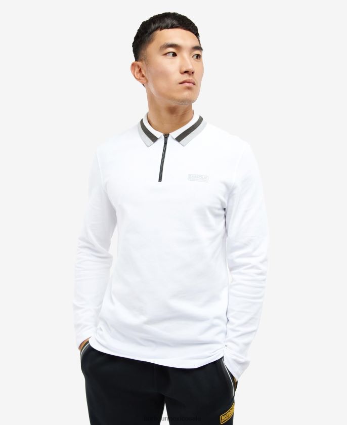 Barbour 8B6RFZ741 ropa blanco hombres polo de manga larga adisham