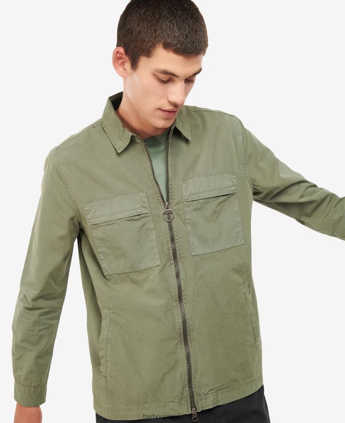 Barbour 8B6RFZ293 ropa agave verde hombres sobrecamisa de peaje