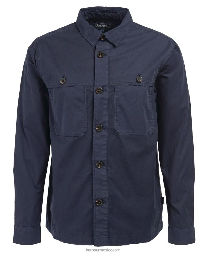 Barbour 8B6RFZ298 ropa azul marino clásico hombres sobrecamisa sidlaw