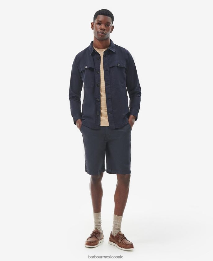 Barbour 8B6RFZ298 ropa azul marino clásico hombres sobrecamisa sidlaw