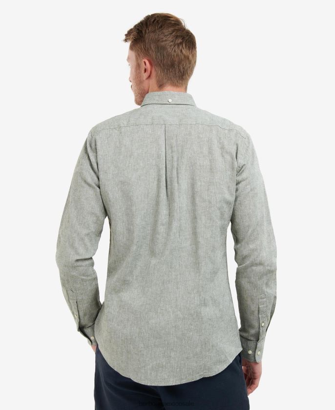 Barbour 8B6RFZ299 ropa aceituna blanqueada hombres camisa de vestir nelson
