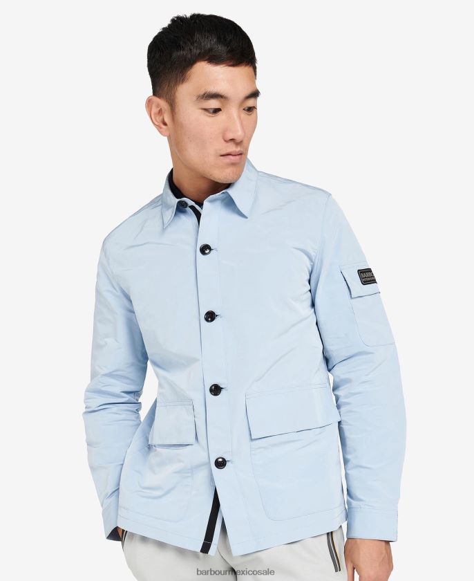 Barbour 8B6RFZ304 ropa cambray azul hombres sobrecamisa de circuito