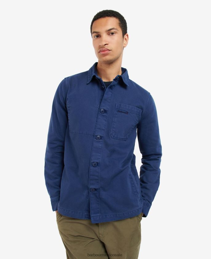 Barbour 8B6RFZ310 ropa azul tinta hombres sobrecamisa gino