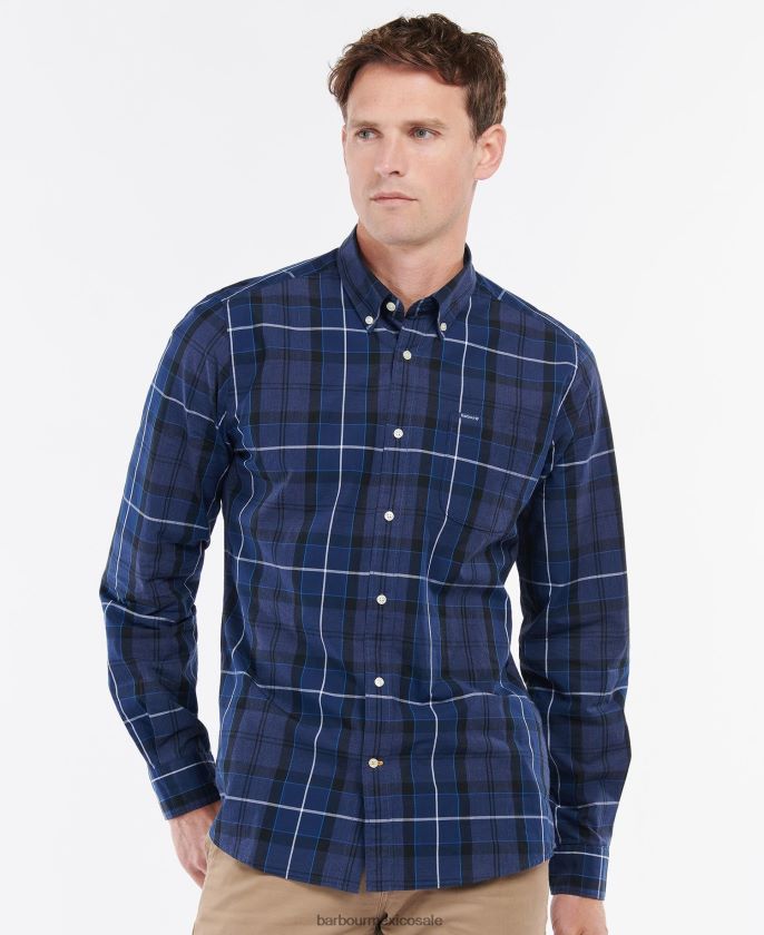 Barbour 8B6RFZ318 ropa azul tinta hombres camisa de vestir sandwood