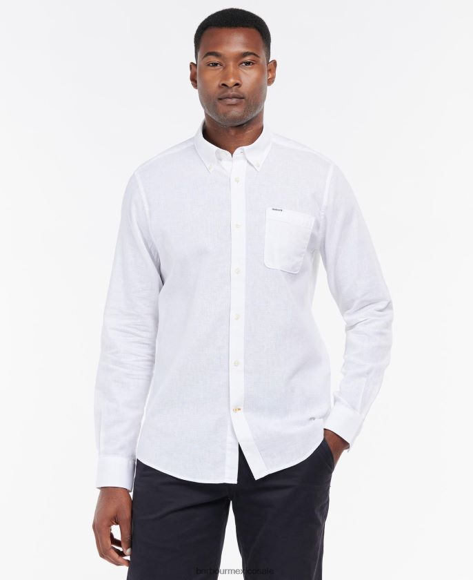 Barbour 8B6RFZ327 ropa blanco hombres camisa de vestir nelson