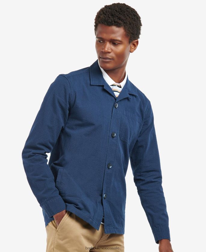 Barbour 8B6RFZ345 ropa azul marino clásico hombres sobrecamisa tenby