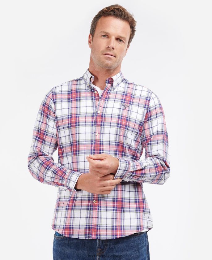 Barbour 8B6RFZ355 ropa susurro blanco hombres camisa de vestir blakelow
