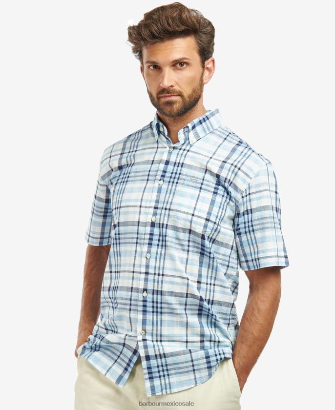 Barbour 8B6RFZ356 ropa cielo hombres camisa a cuadros hartley regular