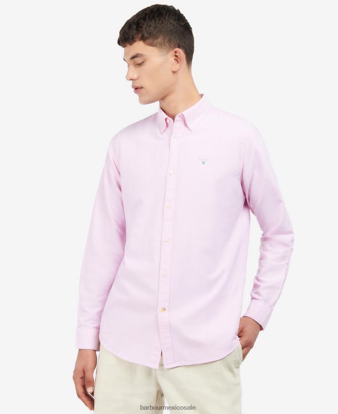 Barbour 8B6RFZ357 ropa rosa clásico hombres camisa de vestir oxford