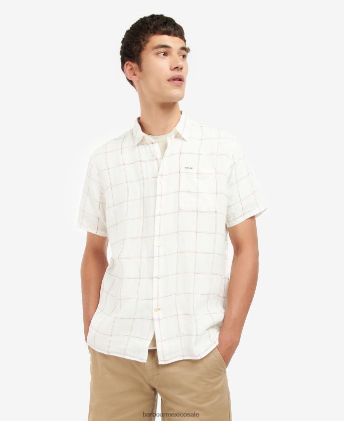 Barbour 8B6RFZ366 ropa crudo hombres camisa bayston de lino
