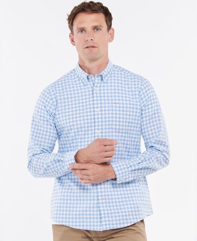 Barbour 8B6RFZ375 ropa verde hombres camisa sastre kane