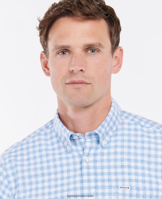 Barbour 8B6RFZ375 ropa verde hombres camisa sastre kane