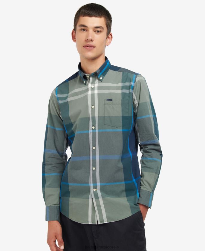 Barbour 8B6RFZ381 ropa tartán azul kielder hombres camisa de vestir harris