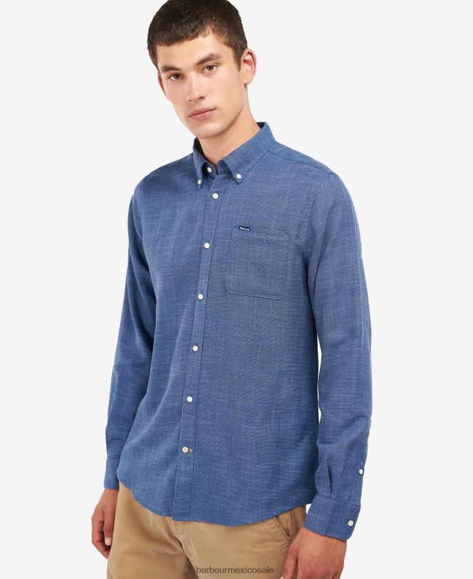 Barbour 8B6RFZ388 ropa azul mezclilla hombres camisa de vestir Ramport