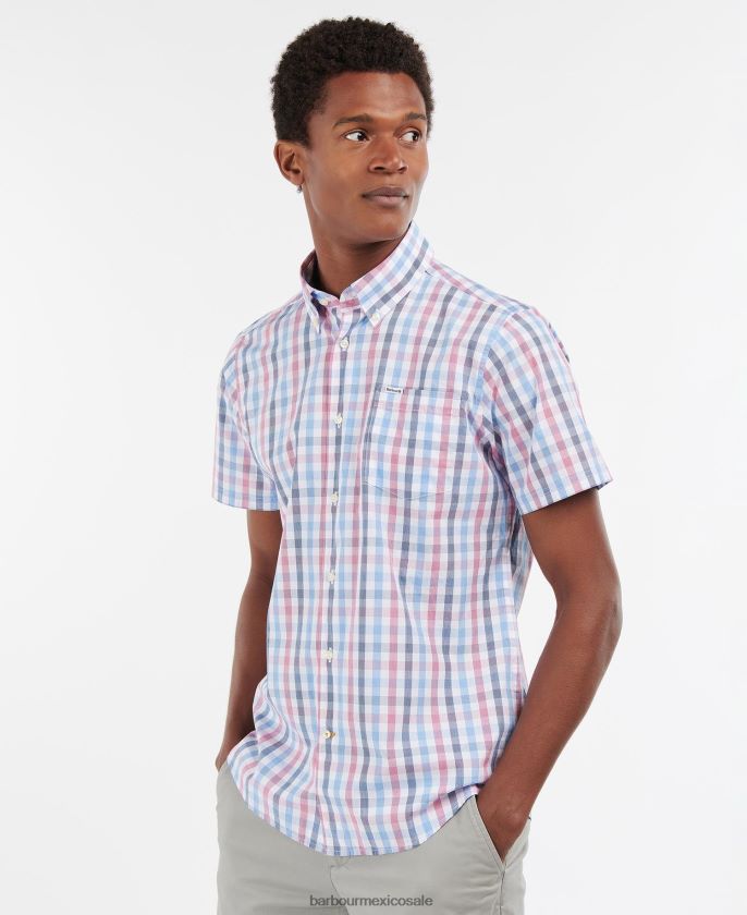 Barbour 8B6RFZ412 ropa cielo azul hombres longstone manga corta entallado