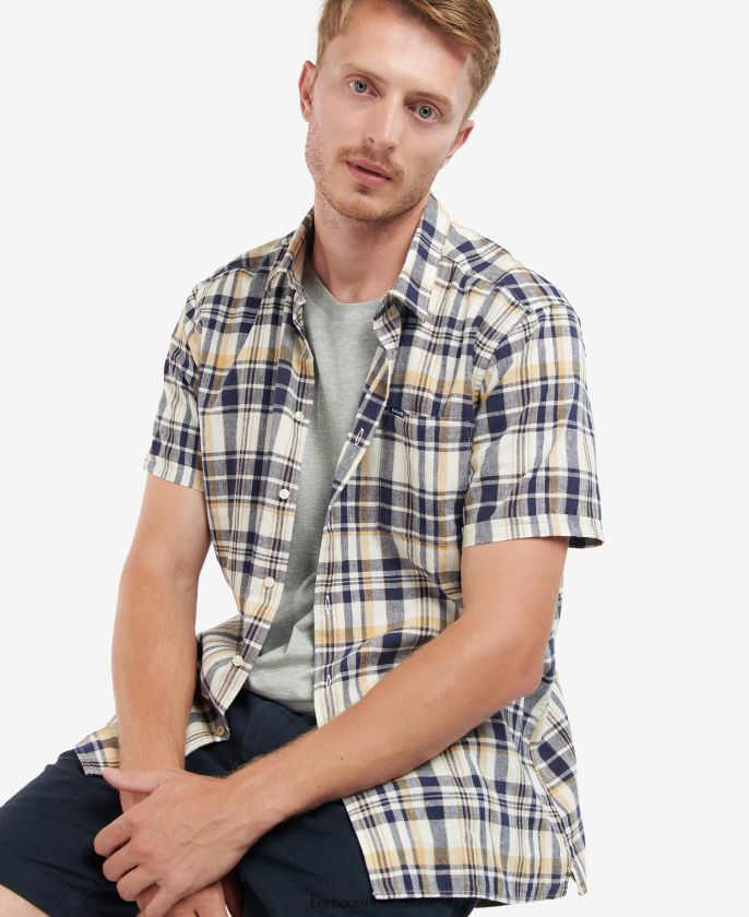 Barbour 8B6RFZ421 ropa aceituna hombres camisa de verano de manga corta bodmin