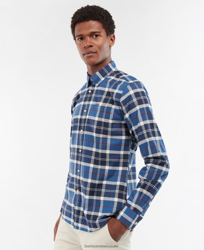 Barbour 8B6RFZ427 ropa azul marino de verano hombres camisa de vestir lewis