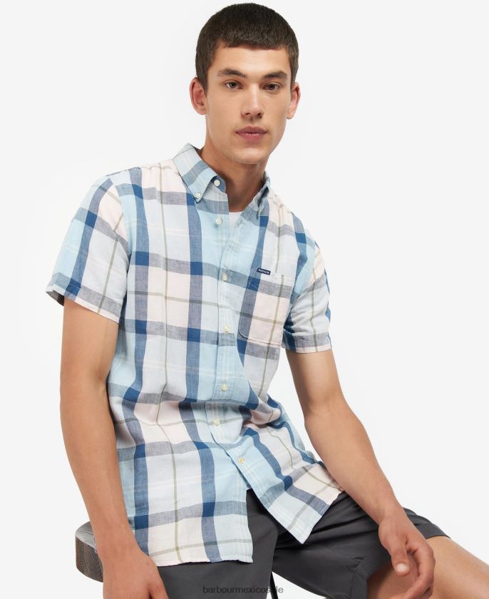 Barbour 8B6RFZ429 ropa tartán de sal rosa hombres camisa de vestir angus