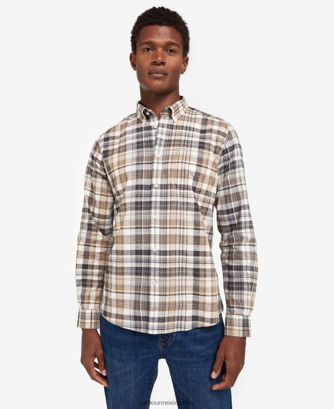 Barbour 8B6RFZ430 ropa azul clásico hombres camisa de vestir Seacove