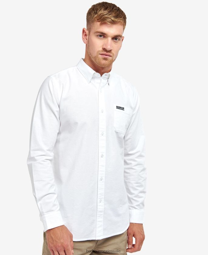 Barbour 8B6RFZ432 ropa blanco clásico hombres camisa cinética